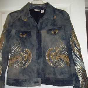 Chico's Jeweled denim jacket